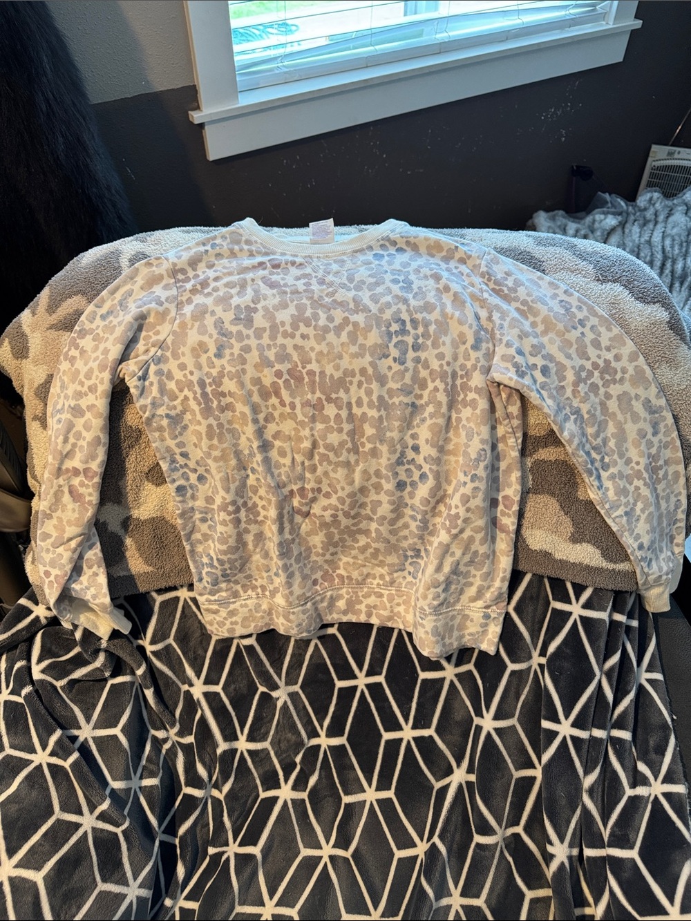 stars above White Sweatshirt with Pastel Leopard Print